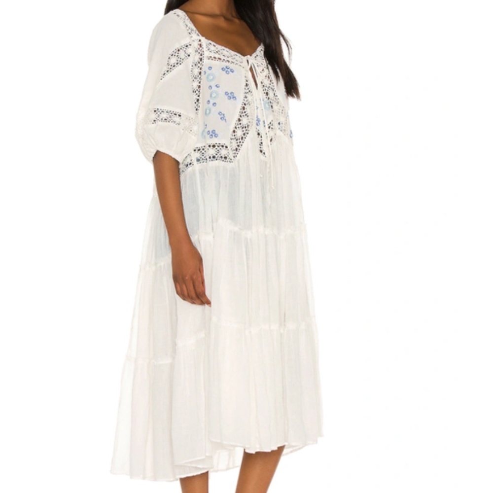 Delilah Embroidered Longline Tunic In Ivory Combo
